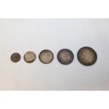 G.B. 1902 Edward VII Five Coin Silver Set - Crown - Sixpence, with dark and iridescent toning.