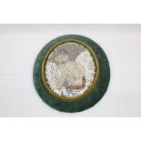 Oval shell mosaic of a cat,