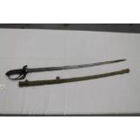 Victorian 1845 pattern Infantry Officers' sword, Gothic brass hilt with crowned VR cipher,