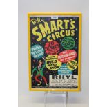 Vintage Billy Smart's Circus poster for Rhyl - depicting a Clown with balloons, in glazed frame,