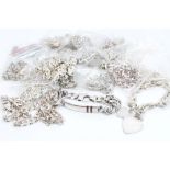 Collection of silver chains,