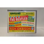 The Beatles on Tour with Roy Orbison 1963, cardboard mounted foyer advert First Night at Adelphi,