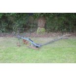 19th century Ransome, Sims & Jefferies wrought iron horsedrawn plough with painted finish,