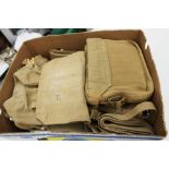 One box containing an extensive collection of military canvas webbing items - including satchels