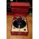 1930s Decca red cased 50 portable gramophone CONDITION REPORT Working order