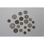 G.B. mixed pre-1920 silver coinage - to include Victoria Y.H. Gothic Florin - 1872. AEF, J.H.