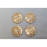 G.B. George V gold Sovereigns - 1913 (x 4).