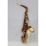 Late 1950s Grafton injection moulded cream coloured acrylic plastic Alto Saxophone - Serial no.