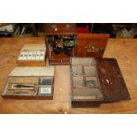 Early 20th century microscope in mahogany case and a collection of microscope slides with specimens