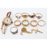 Gold (9ct) cased wristwatch,