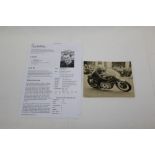 Gary Hocking 1960s signed black and white photograph of the motorcycle racing star on his bike