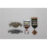 Two scarce 1930s Eastern County Buses cap badges and two 1930s-40s driving medals