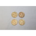 G.B. Victoria Y.H. gold Sovereigns - 1876S, 1879M, 1884M and 1885M.
