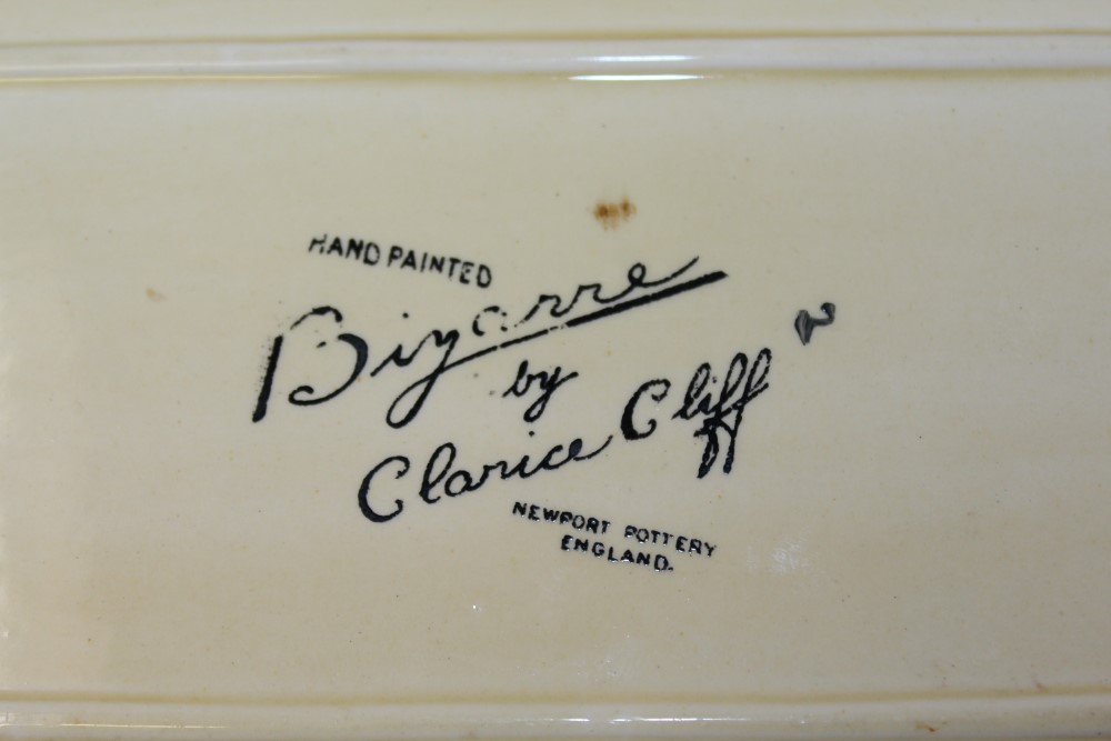 Clarice Cliff Bizarre range hand-painted sandwich tray, shape no. - Image 2 of 11