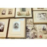 Victorian / Edwardian photographs in three leather bound albums - some with illustrated pages,