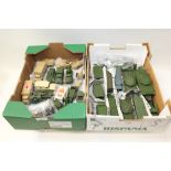 Diecast Dinky - two boxes of unboxed military models - including some repainted (2 boxes)