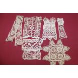 Selection of antique and vintage - mostly handmade but some machine made lace, collars, cuffs,