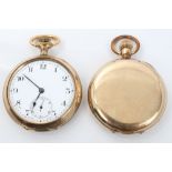 Gentlemen's gold plated full hunter pocket watch, by Elgin, with button-wind movement,