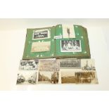 Postcards - in red album - including real photographic Football Team - writing on reverse - Photo