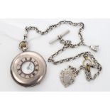 Gentlemen's silver half hunter pocket watch with button-wind movement,