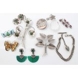Group of silver and other jewellery - including a Charles Horner silver leaf spray brooch,