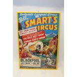 Vintage Billy Smart's Circus poster for Blackpool - featuring For the First Time Anywhere Two Super