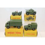 Dinky - Military Vehicles Armoured Car no. 670, Army 1-Ton Cargo Truck no. 641, Austin Champ no.