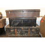 19th century japanned tin British Military travelling trunk,