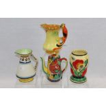 1930s Burleigh Ware jug with parrot handle, Czechoslovakian vase,
