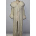 1930s negligee / boudoir gown in fine cream lacy knitted wool,