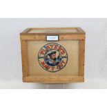 Four 1950s Players Cigarettes wooden crates with advertising decoration