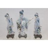 Three Lladro porcelain figures - Geishas