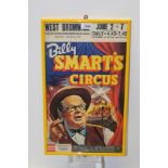 Vintage Billy Smart's Circus poster for West Bromwich - depicting Billy Smart with a cigar in
