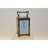 Contemporary carriage clock with lever escapement and eleven jewel movement,