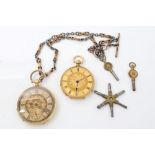 Ladies' Swiss gold (18k) fob watch, together with another yellow metal fob watch,