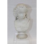 Victorian Copeland Parian bust of Miranda made for The Crystal Palace Art Union, on circular socle,