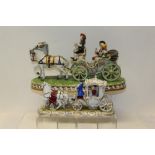 Two small Dresden porcelain Stage Coaches - each with certificates