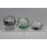 Two Whitefriars glass paperweights with millefiori decoration - both with original labels,