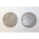 G.B. Charles II Five Shillings - 1664 (N.B. edge XVI). VG and 1668 (N.B. edge Vicesimo).