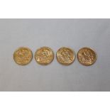 G.B. George V Half Sovereigns - 1911, 1913 (x 2) and 1914.