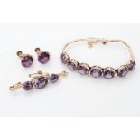 Victorian gold (9ct) synthetic Alexandrite seven stone bracelet,