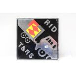 Square cast metal engine name plate, marked - RFD T.& R.S.