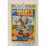 Vintage Billy Smart's Circus poster for Elgin - depicting Western Spectacle, in glazed frame,