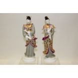 Two Royal Worcester figures - Japanese Geishas, modelled by Pinder Davis,