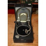 1930s Decca 44 'Horn in lid' portable gramophone