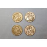 G.B. George V gold Sovereigns - 1927SA (N.B. Obv: scratch), 1928SA (x 2) and 1929SA (N.B.