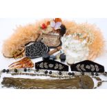 Assorted vintage accessories - mainly 1920s - 1930s period - including 1930s peach feather boa,
