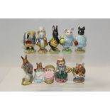 Nine Beswick Beatrix Potter figures - Mr Benjamin Bunny and Peter Rabbit, Little Pig Robinson,