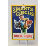 Vintage Billy Smart's Circus poster - Book Here - depicting three Circus Clowns, framed and glazed,