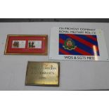 Warrant Officers and Sergeants Mess brass plaque,